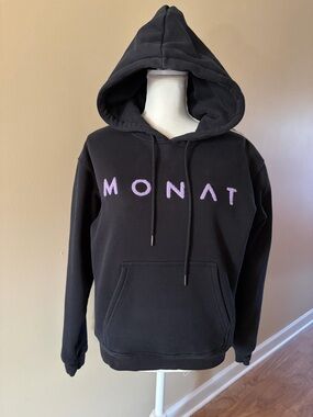 MONAT Black Hoodie with Lavender Logo Pullover